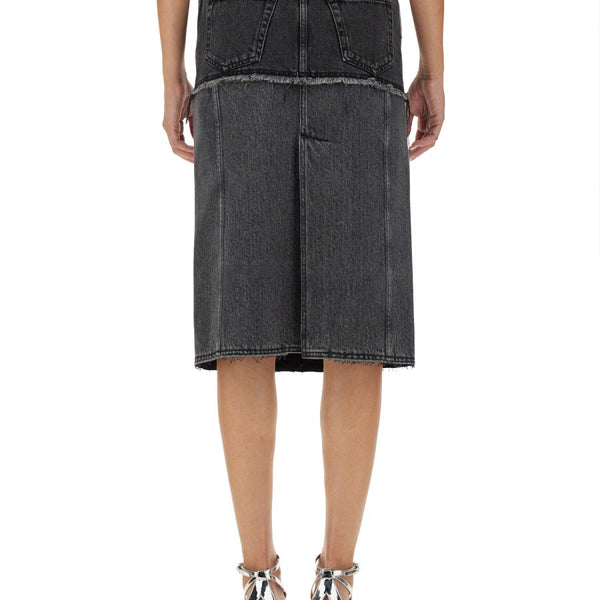 Alexander Mcqueen Women Two-Tone Denim Skirt