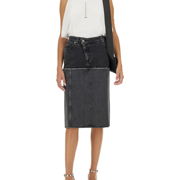 Alexander Mcqueen Women Two-Tone Denim Skirt