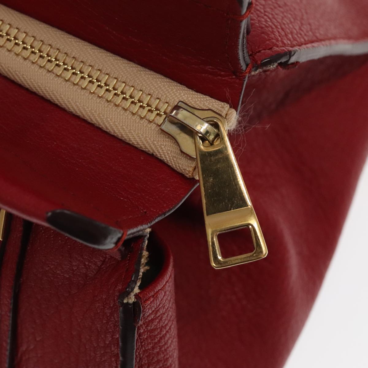 Chloe Mercy Hand Bag Leather 2way Red Gold 106233