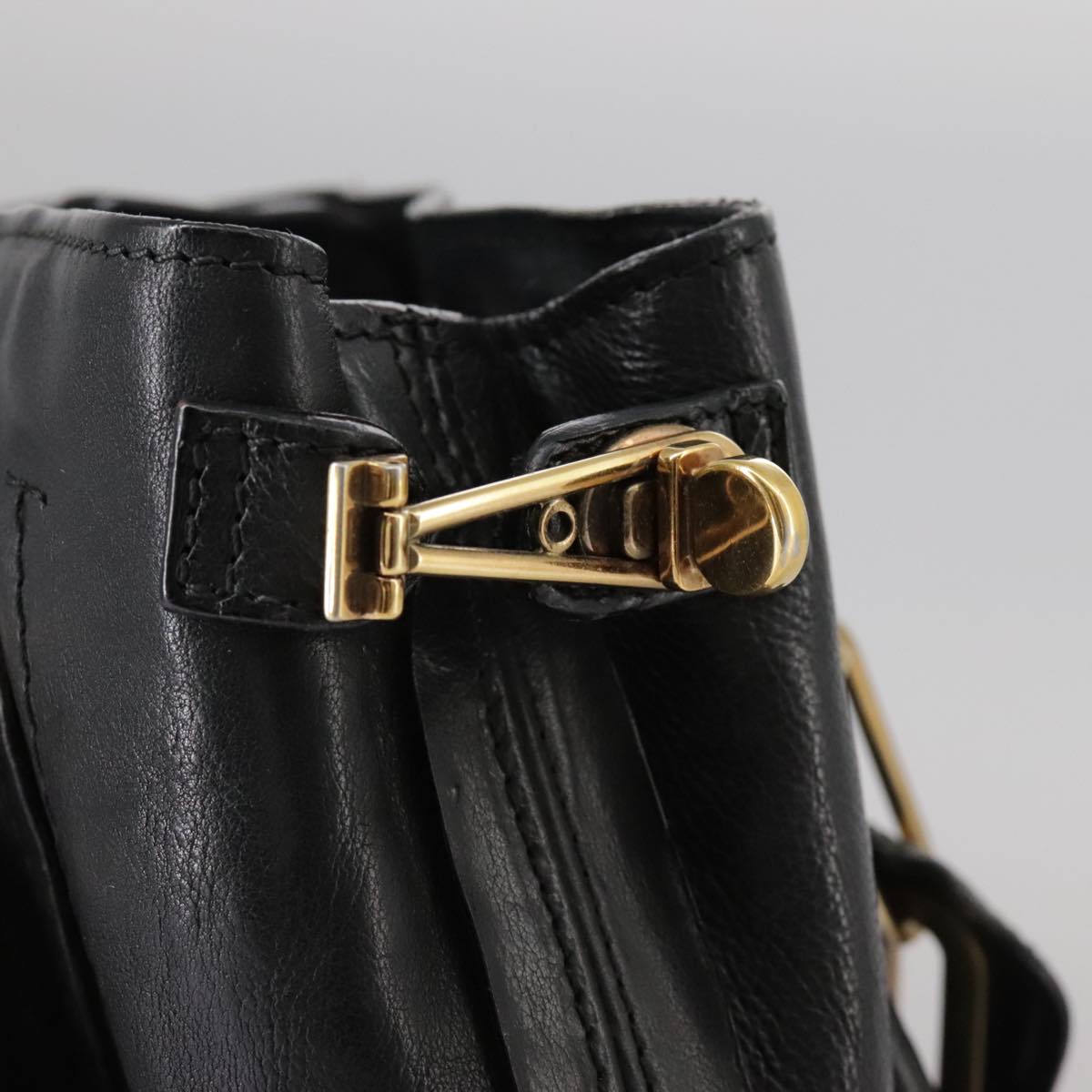 Chloe Paraty Hand Bag Leather Black Gold 106891