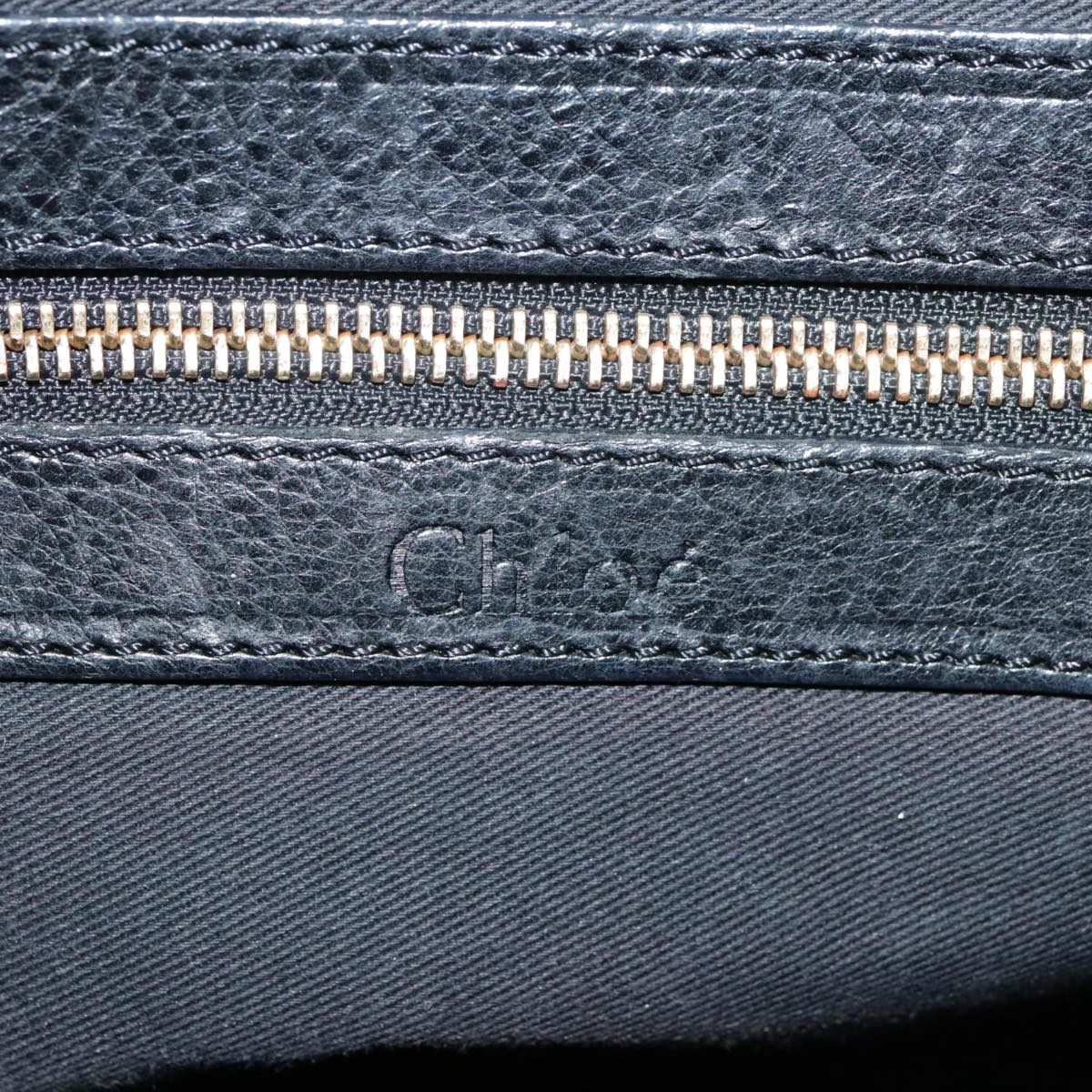 Chloe Paraty Hand Bag Leather Black Gold 106891