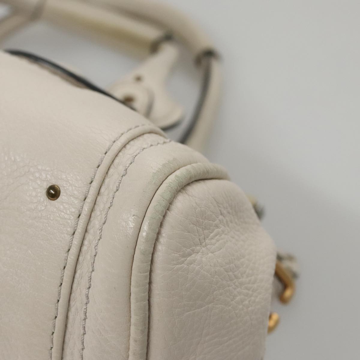 Chloe Paddington Hand Bag Leather White Gold Silver 107360