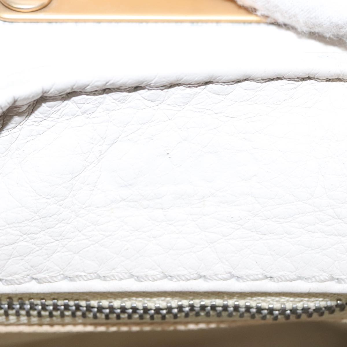 Chloe Paddington Hand Bag Leather White Gold Silver 107360