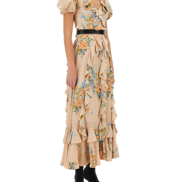 Alexander Mcqueen Women Floral Print Ruched Silk Dress