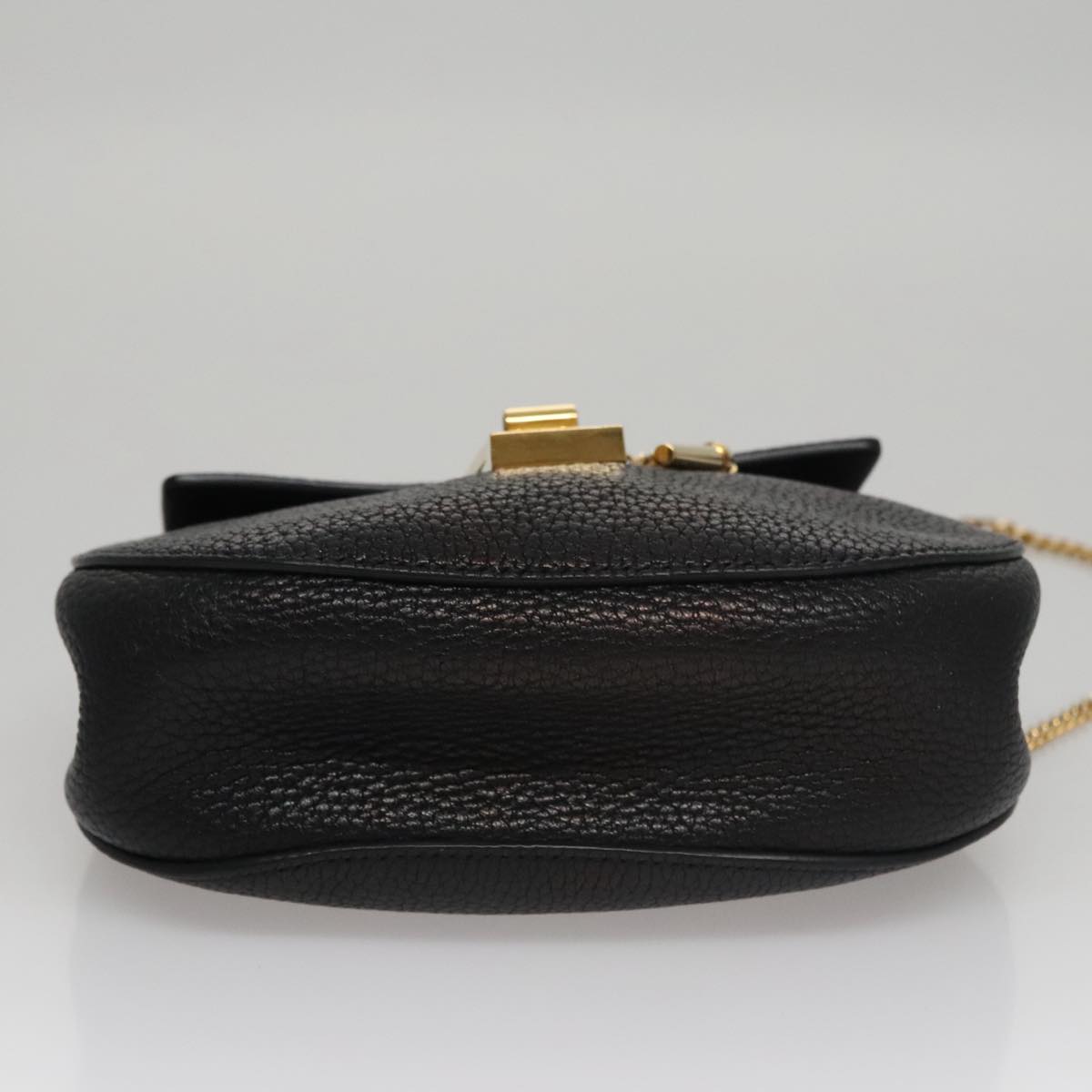 Chloe Chain Shoulder Bag Leather Black Gold 108376