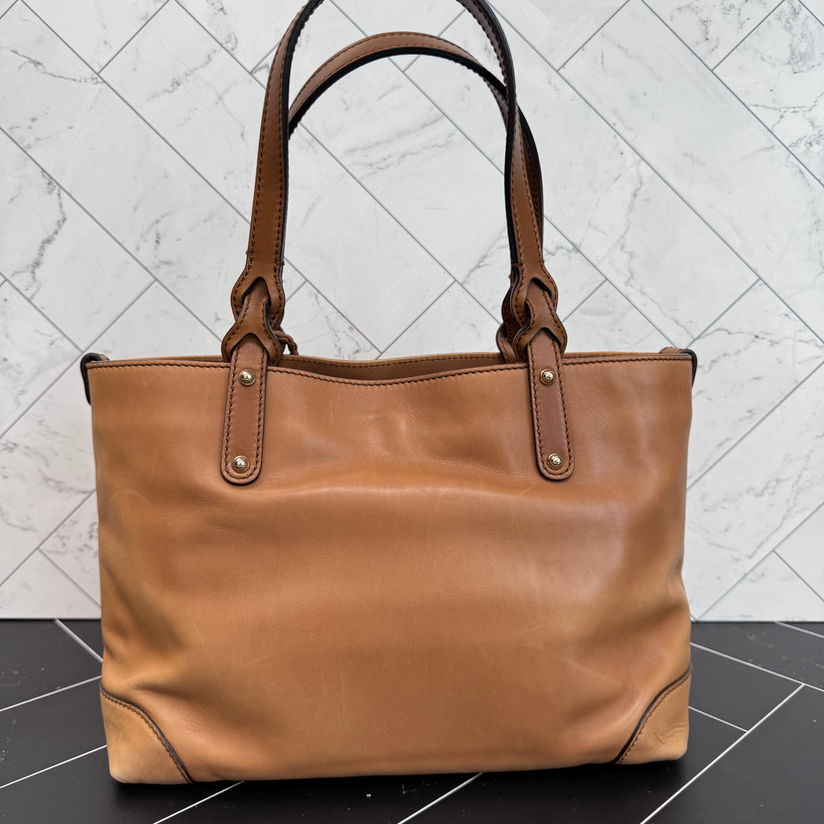 Gucci Tan Leather Craft Bag with Fur Pouch