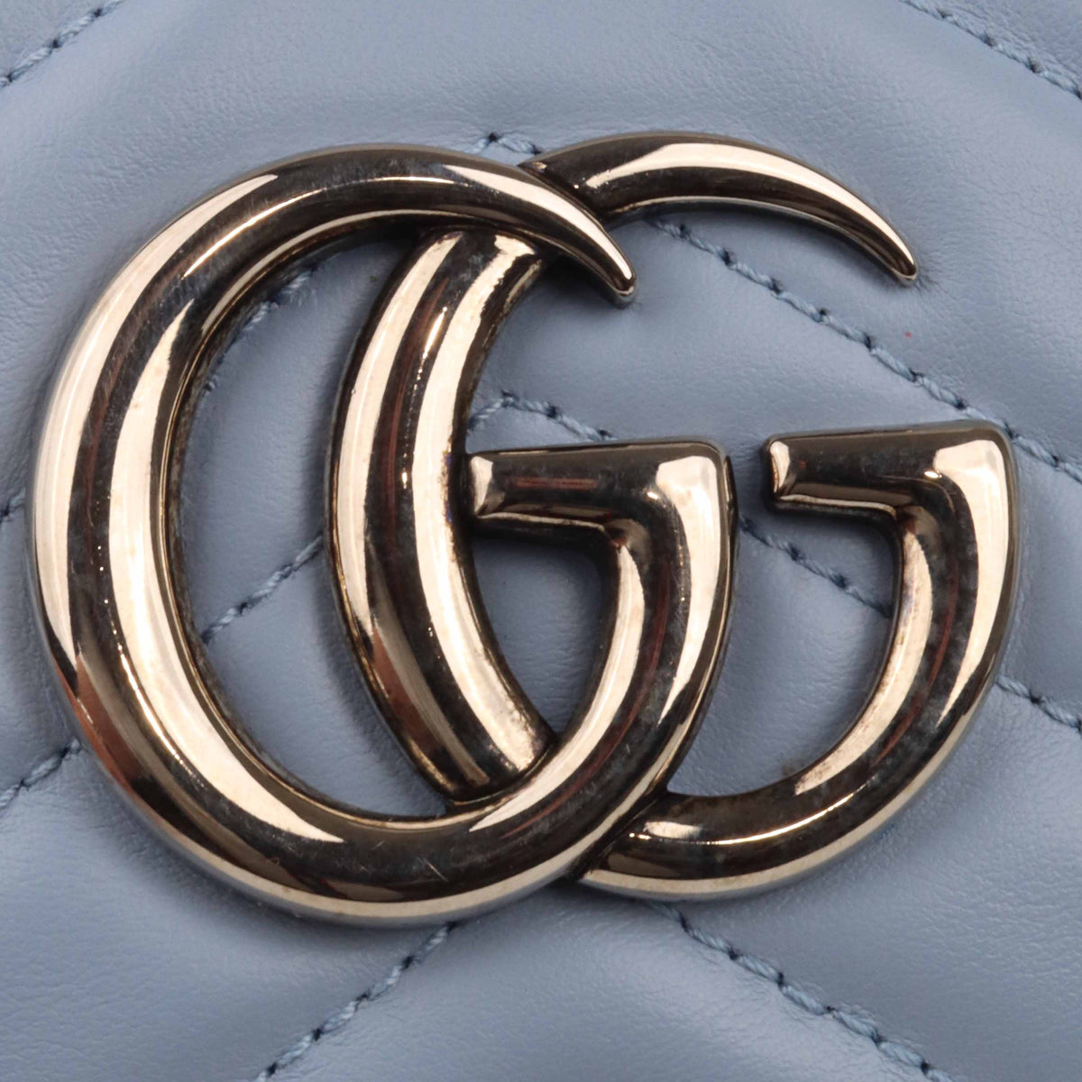 Gucci GG Marmont Small Matelasse Shoulder Bag Blue SHW.