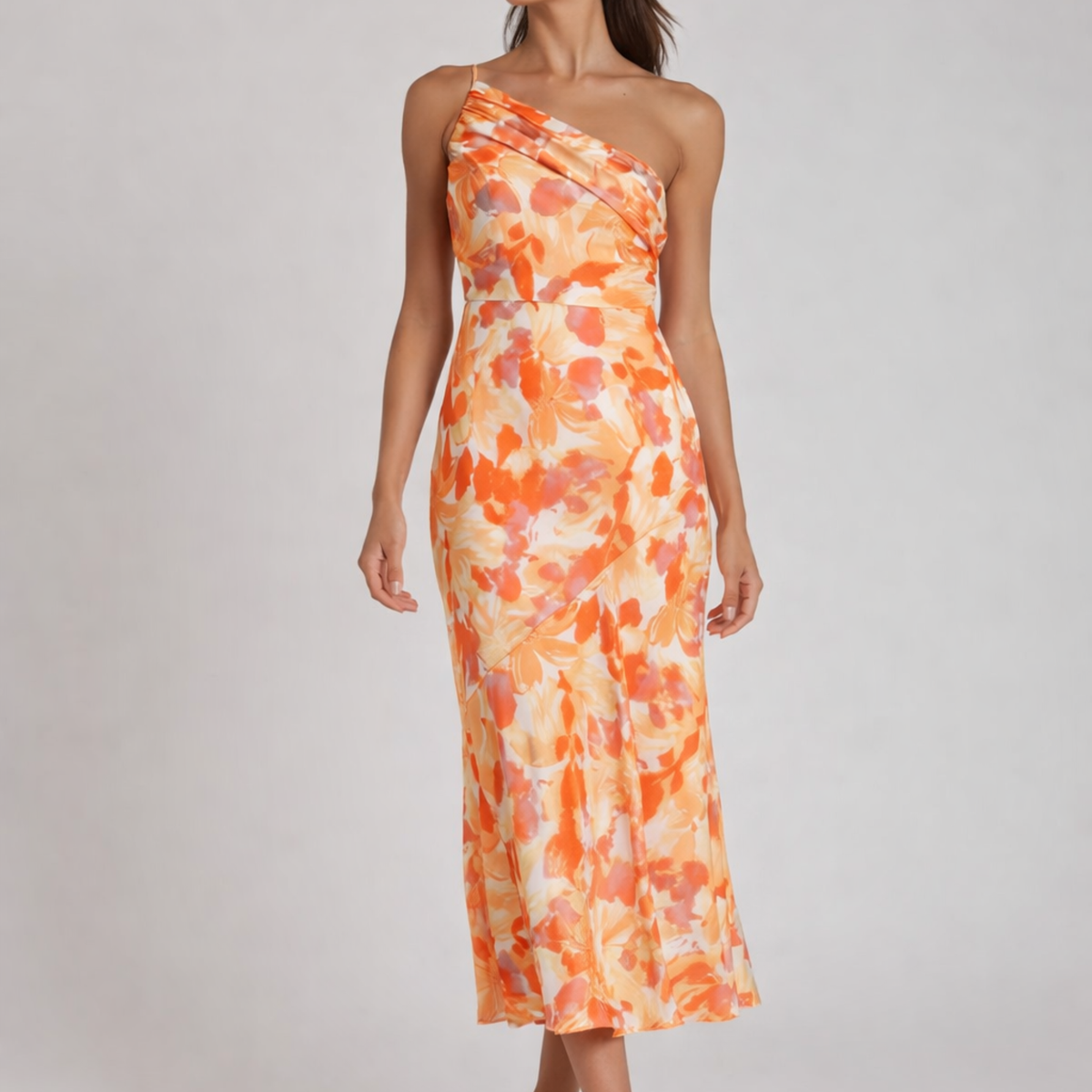 Livia | One-Shoulder Floral Midi Dress