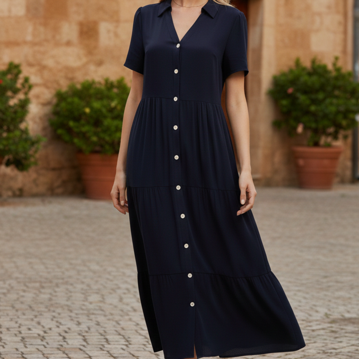 Amara | Midi Dress with Button-Front