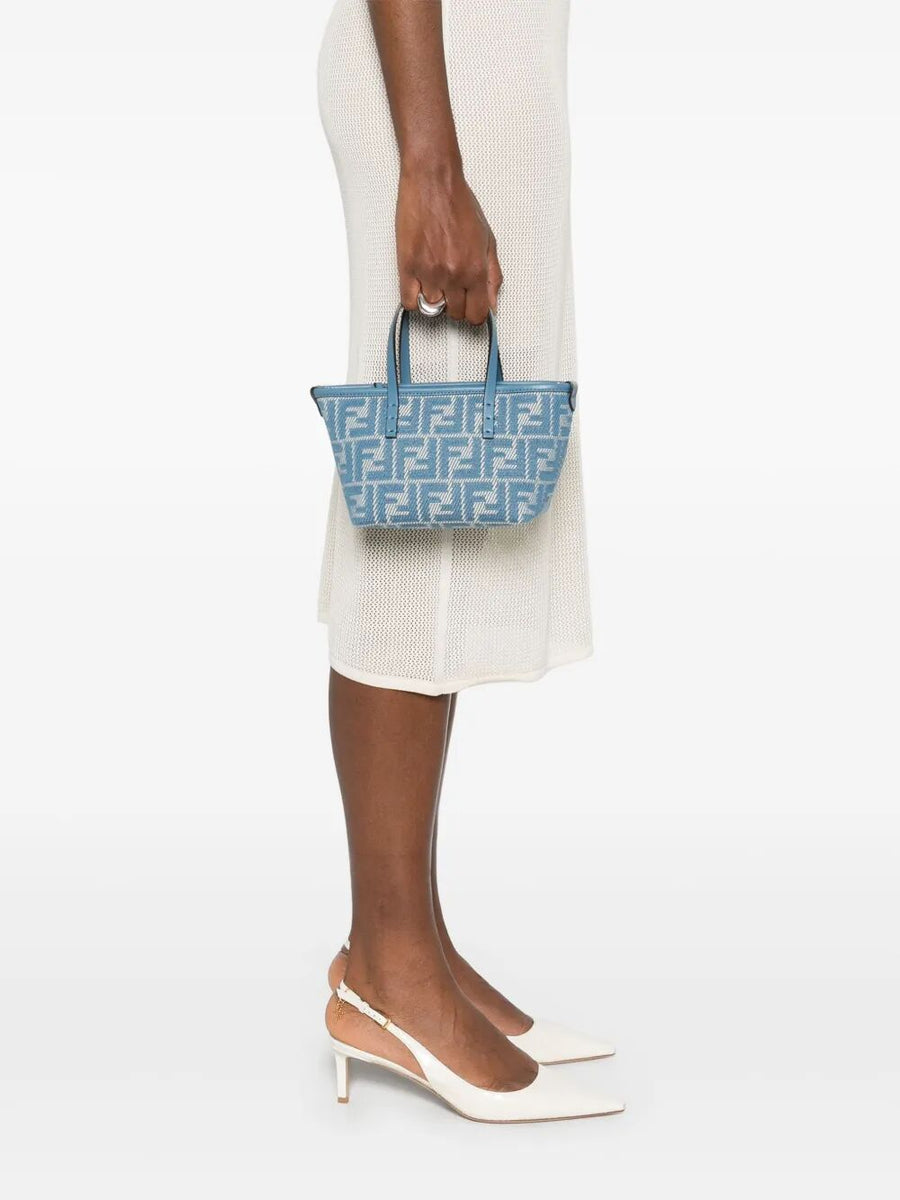 Fendi Women Denim-Effect Ff Jacquard Roll Mini Bag