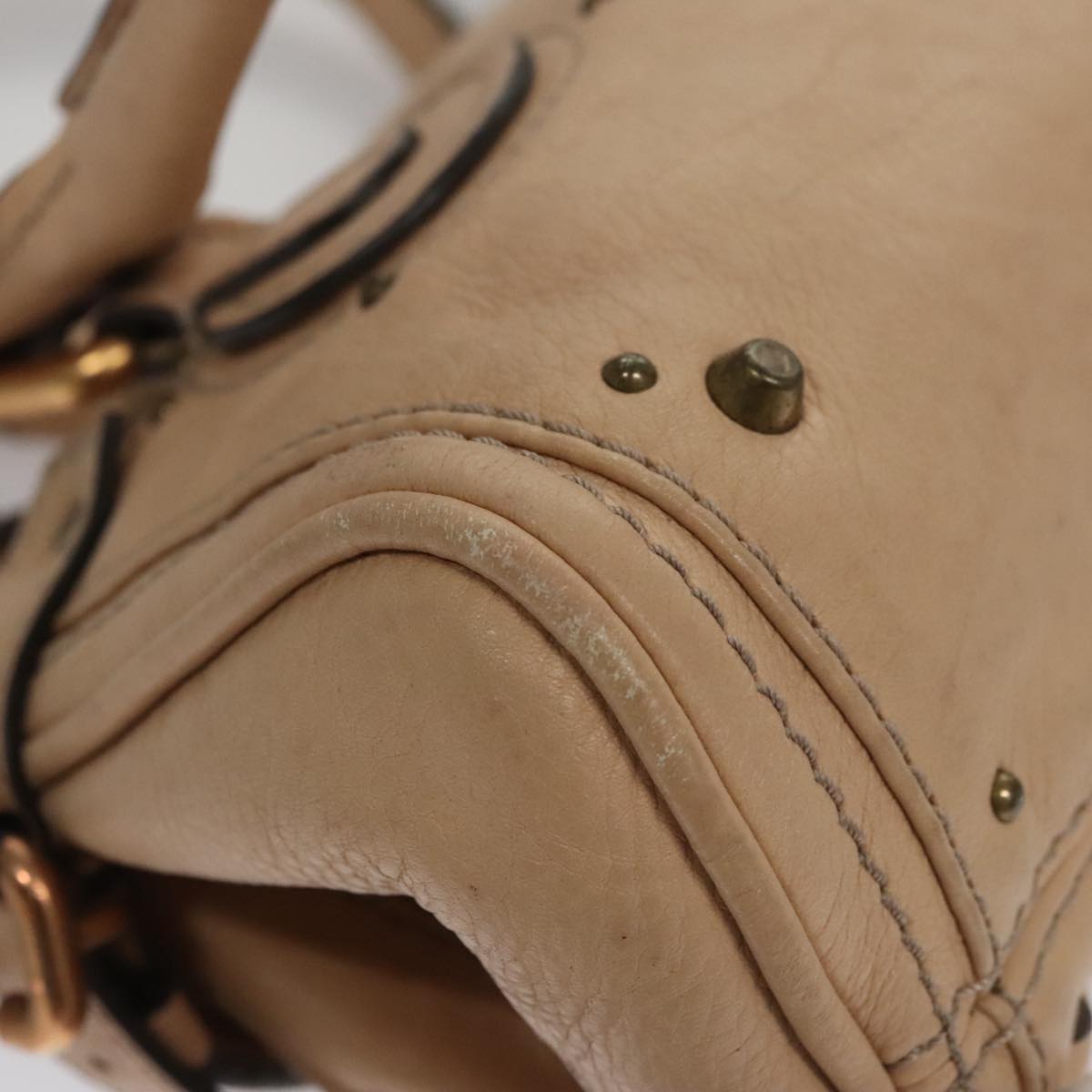 Chloe Paddington Mini Hand Bag Leather Beige Silver 111190