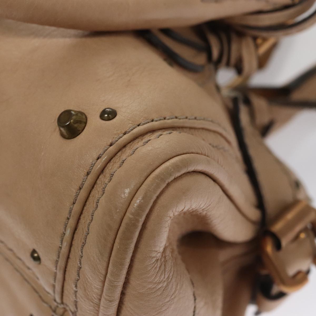 Chloe Paddington Mini Hand Bag Leather Beige Silver 111190