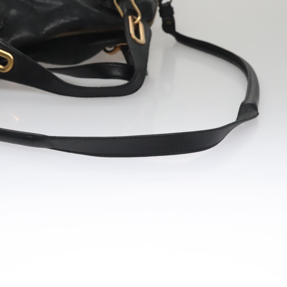 Chloe Paraty Hand Bag Leather 2way Black Gold 111441