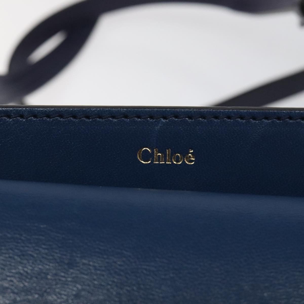 Chloe Georgia Shoulder Bag Leather Blue Gold 112310