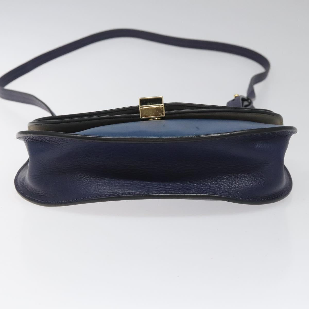 Chloe Georgia Shoulder Bag Leather Blue Gold 112310