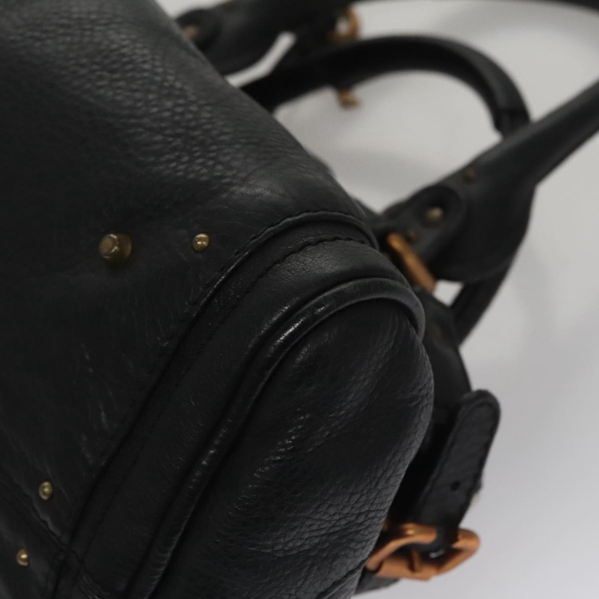 Chloe Paddington Hand Bag Leather Black Silver 112426