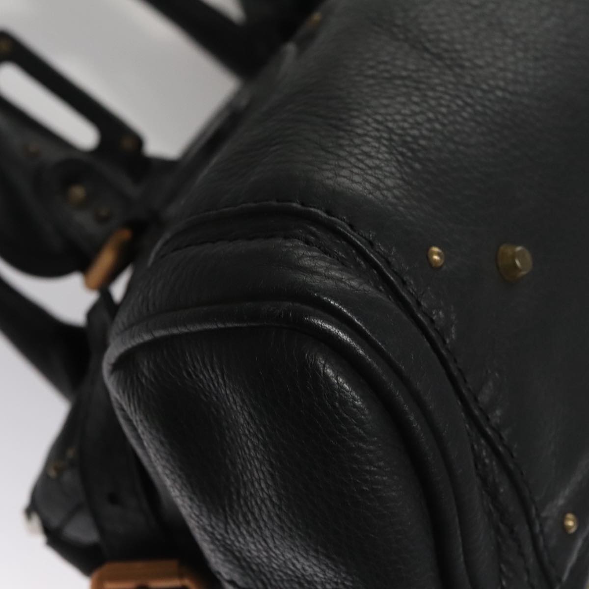 Chloe Paddington Hand Bag Leather Black Silver 112426