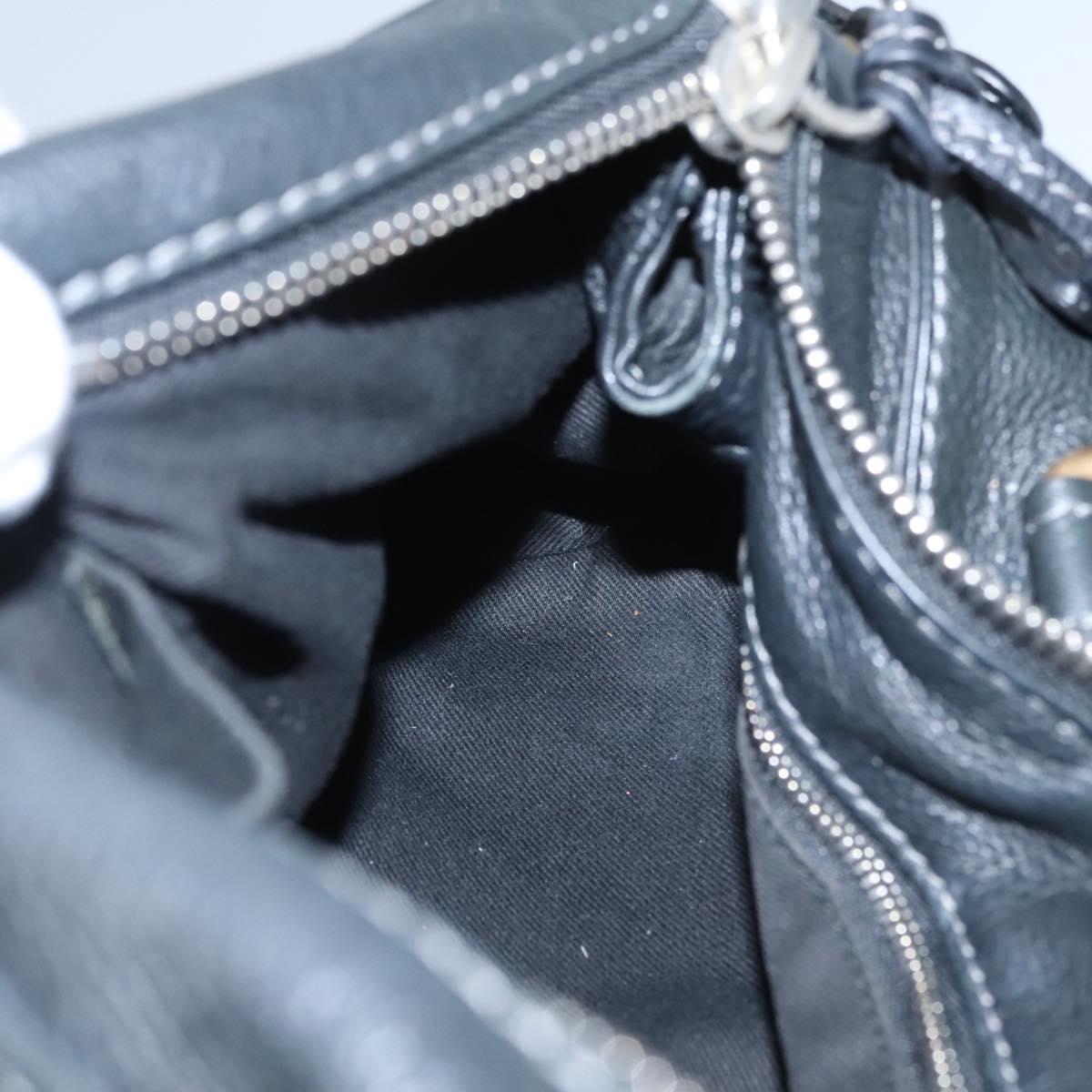 Chloe Paddington Hand Bag Leather Black Silver 112535