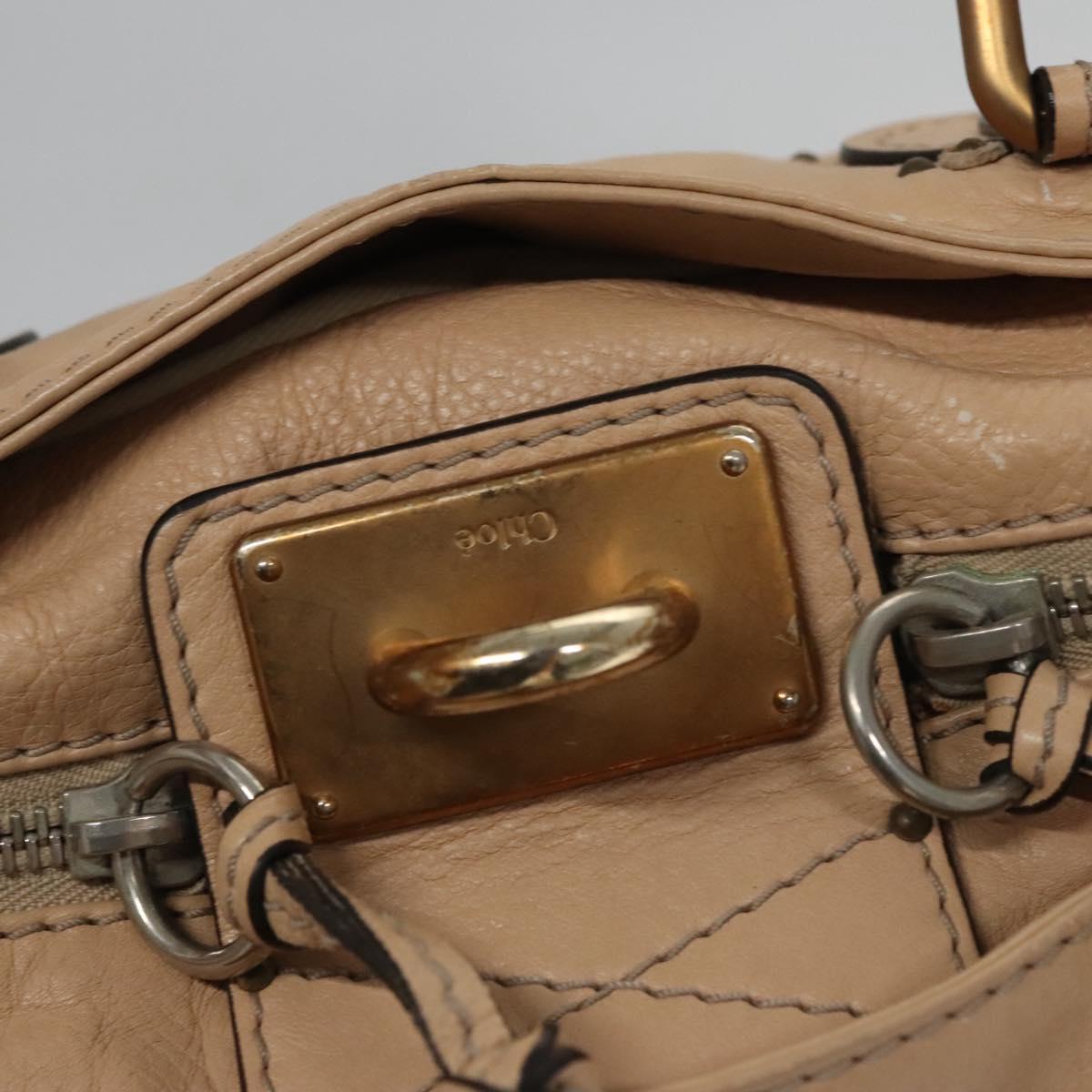 Chloe Paddington Hand Bag Leather Beige Silver gold 113238