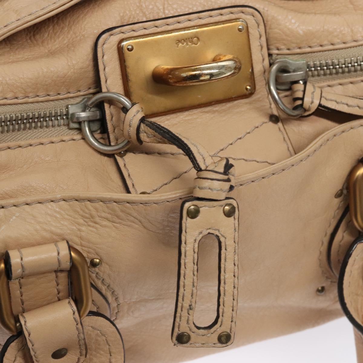 Chloe Paddington Hand Bag Leather Beige Silver gold 113238