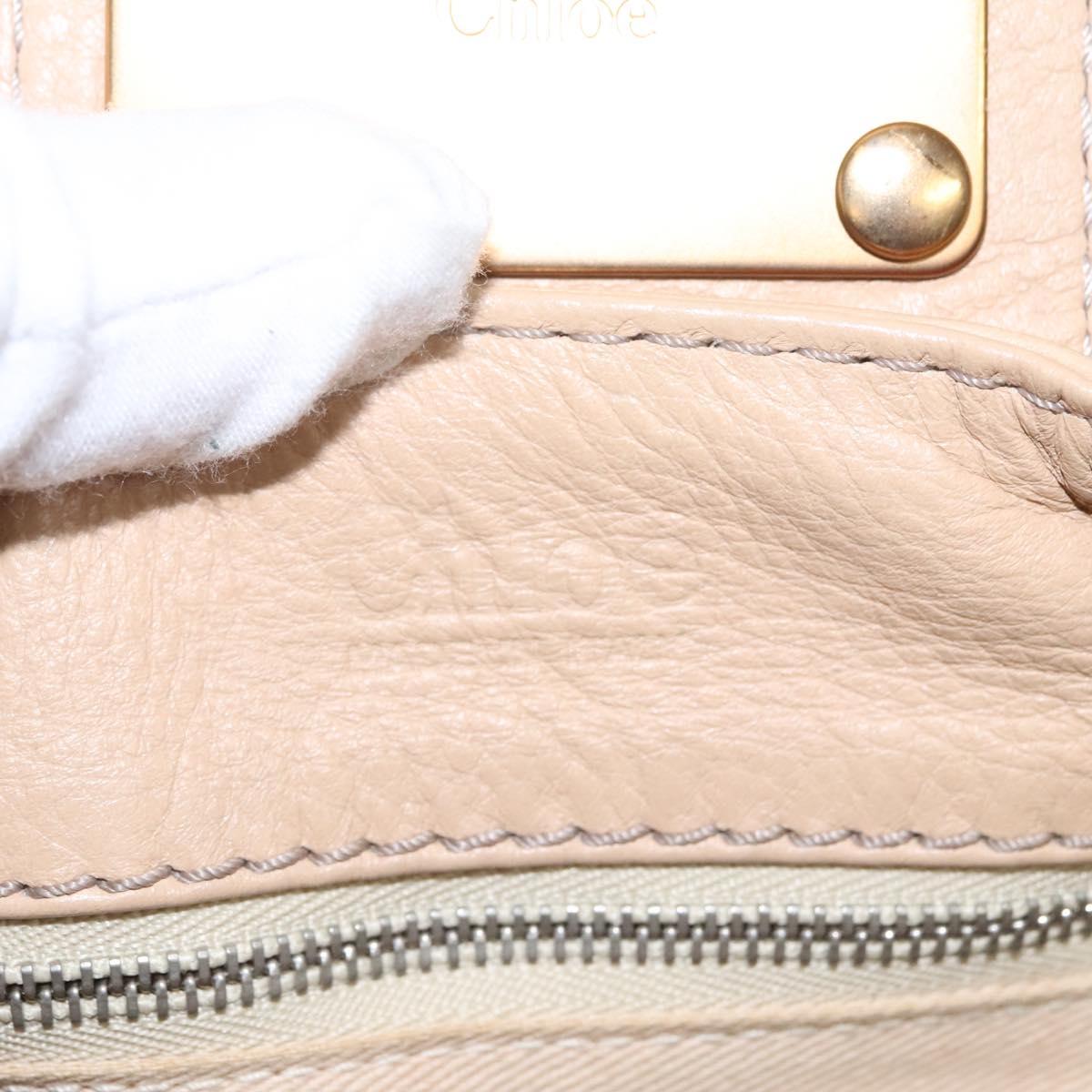 Chloe Paddington Hand Bag Leather Beige Silver gold 113238