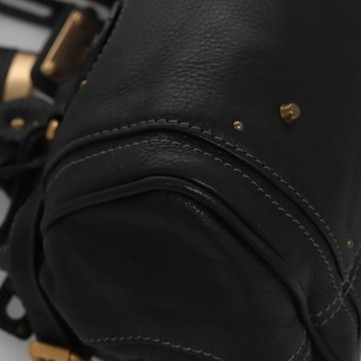 Chloe Paddington Hand Bag Leather Black Gold Silver 113733