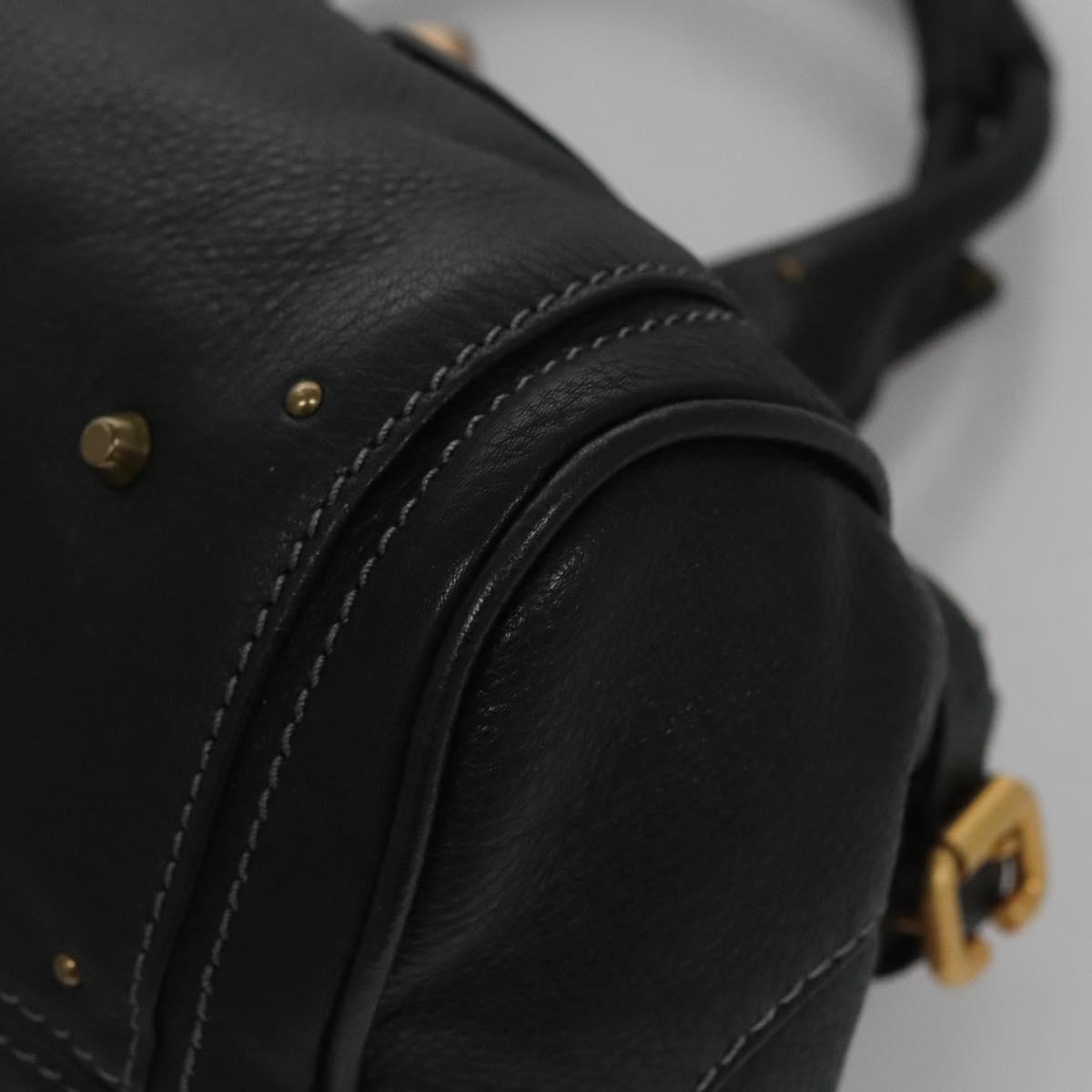 Chloe Paddington Hand Bag Leather Black Gold Silver 113733