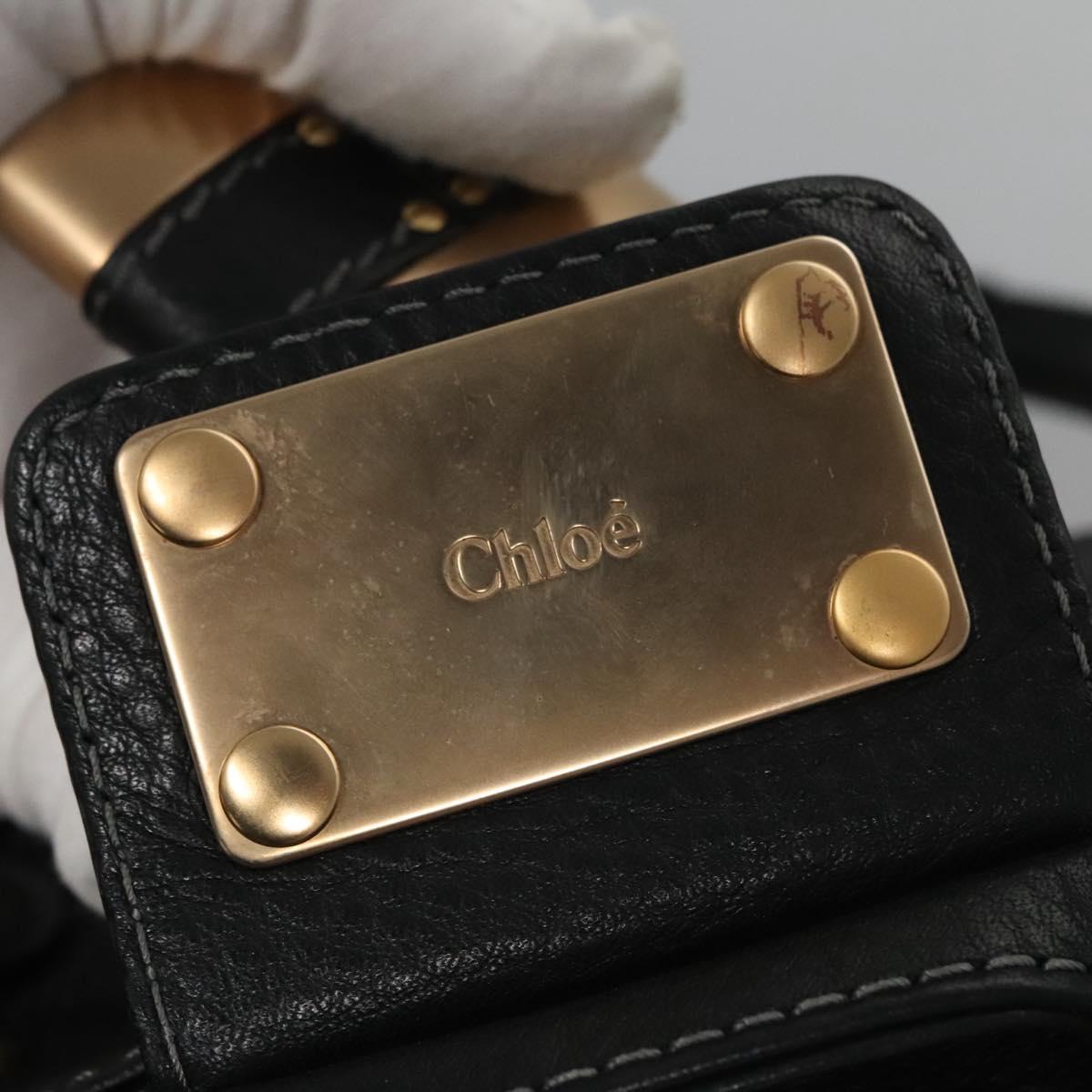 Chloe Paddington Hand Bag Leather Black Gold Silver 113733