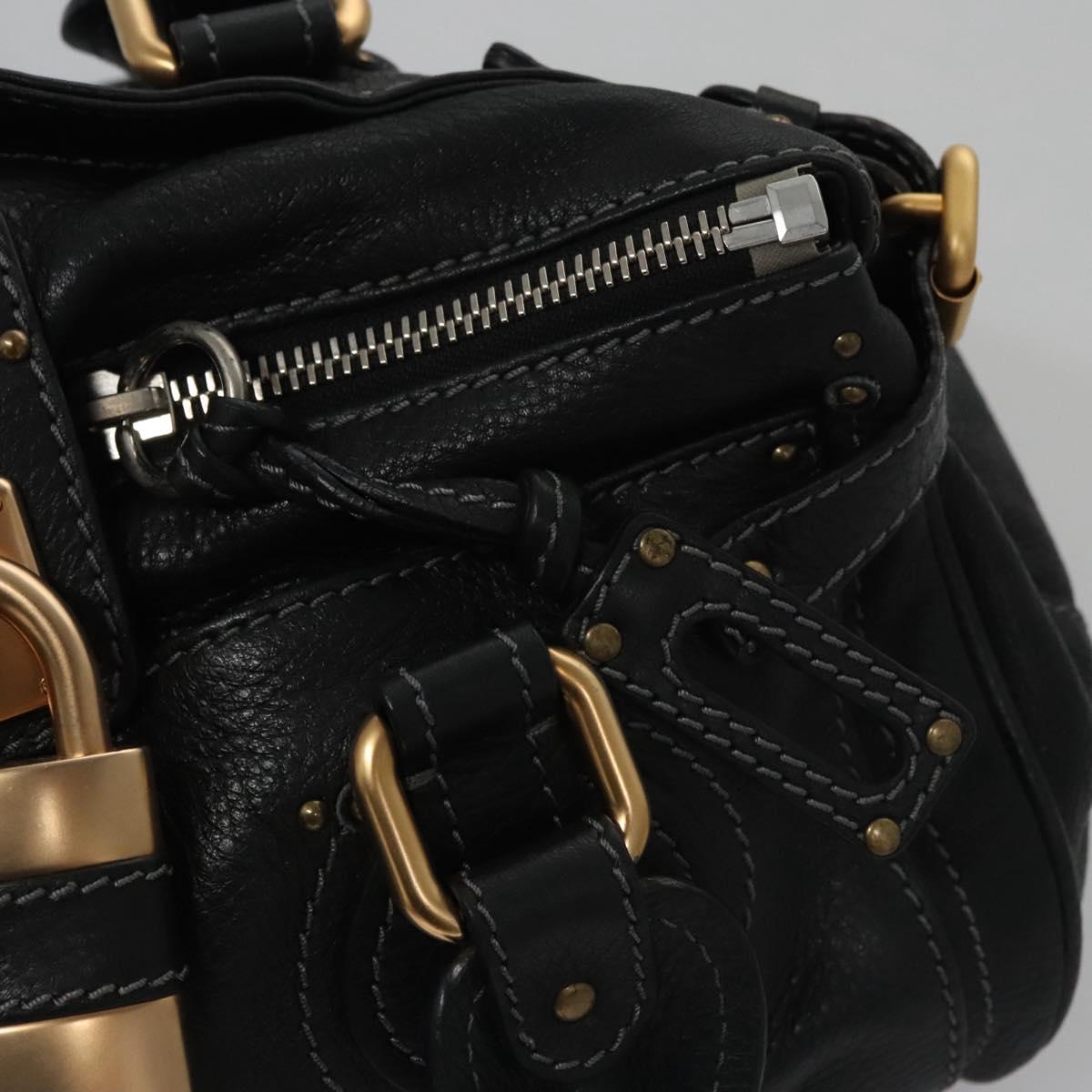 Chloe Paddington Hand Bag Leather Black Gold Silver 113733