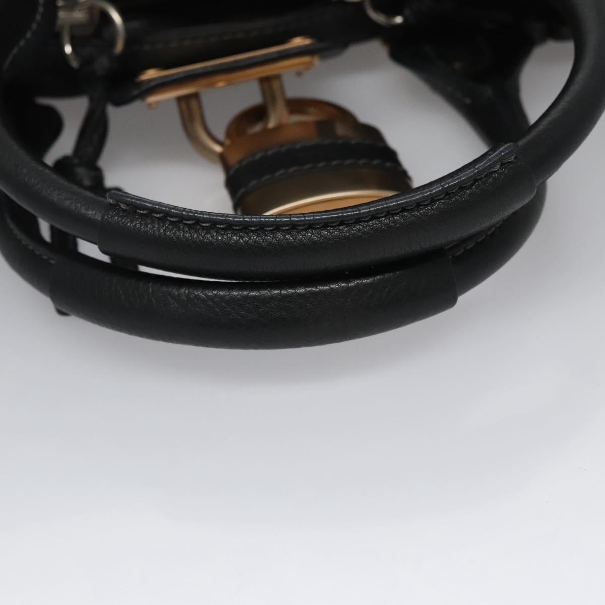 Chloe Paddington Hand Bag Leather Black Gold Silver 113733