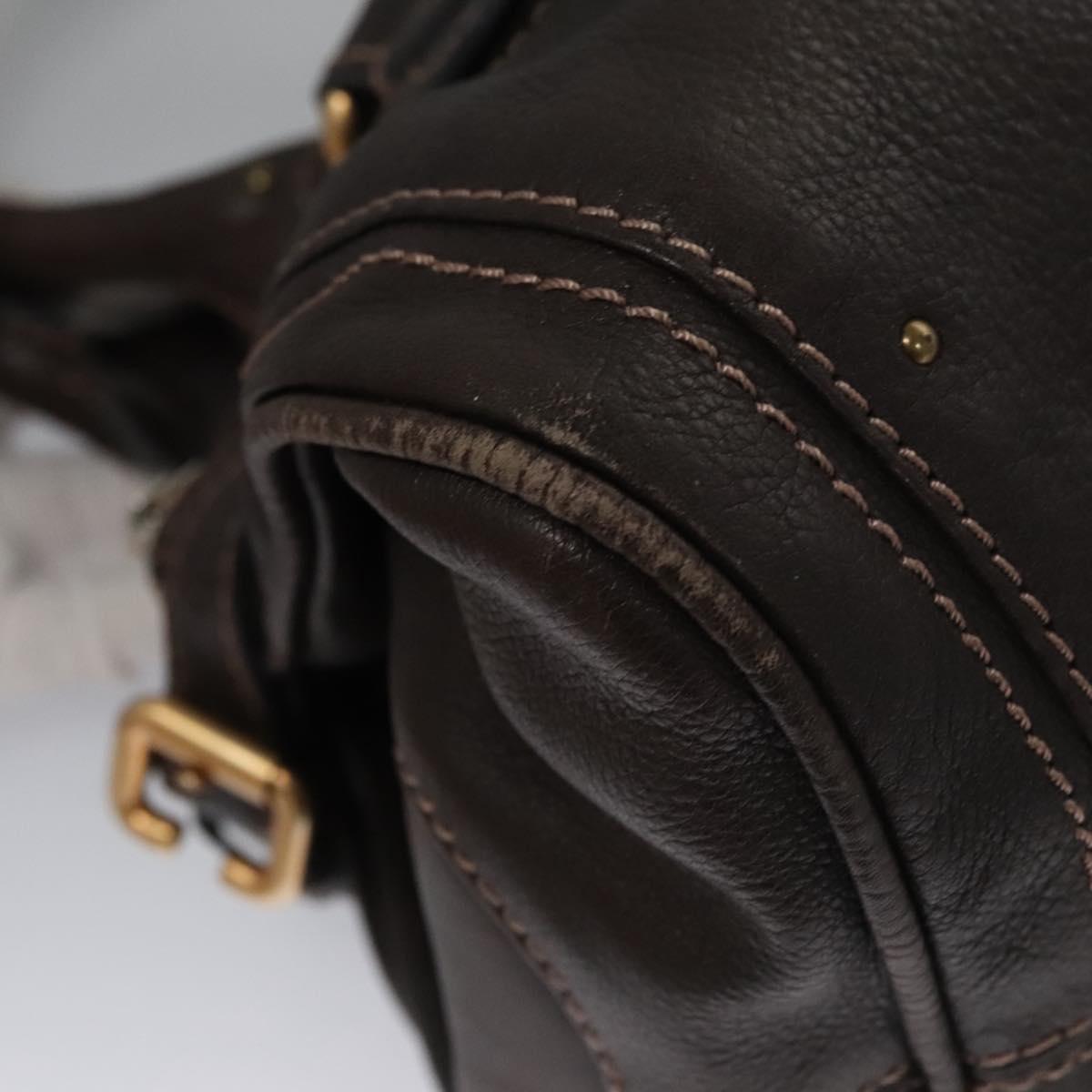 Chloe Paddington Shoulder Bag Leather Brown Gold Silver 114344