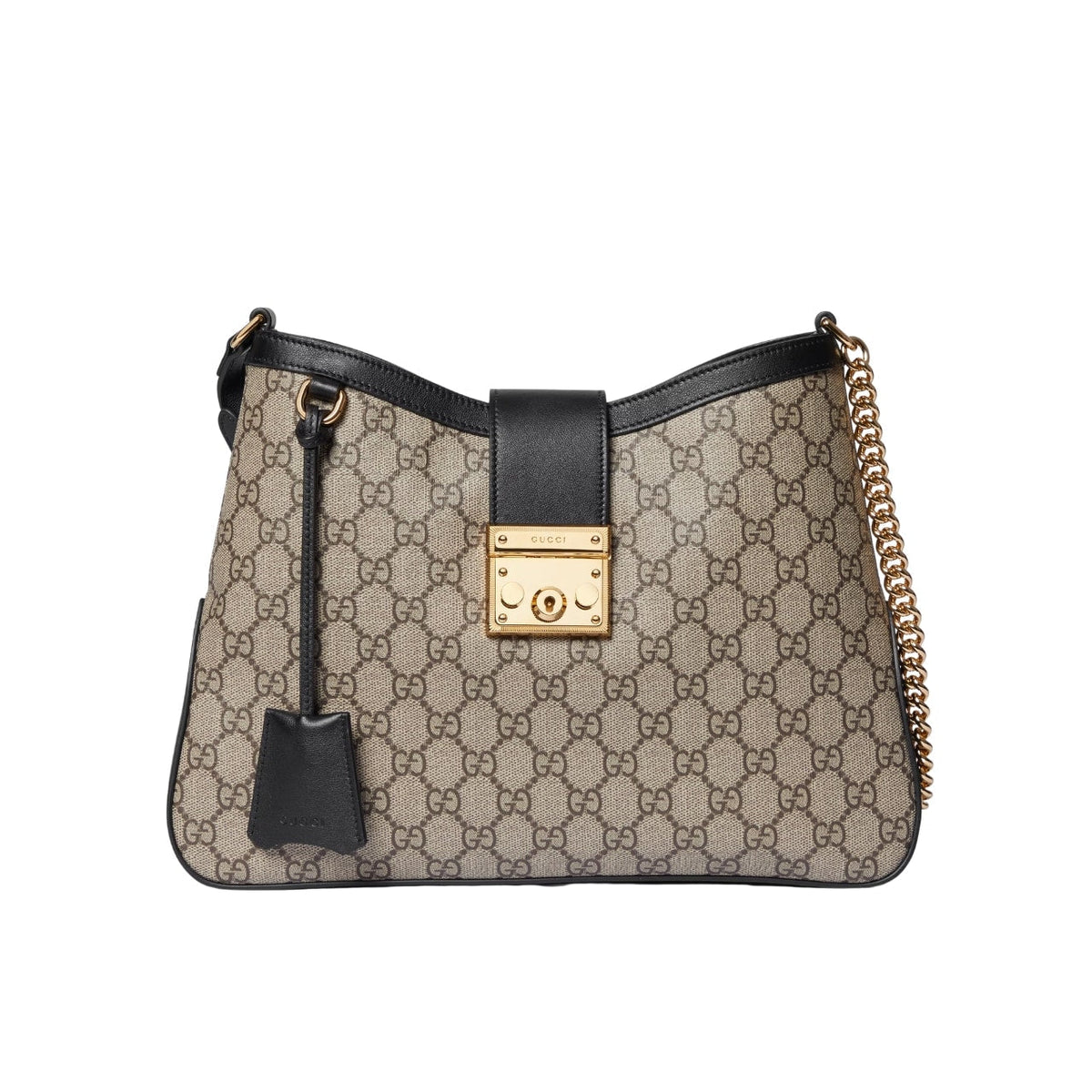 GG PADLOCK GG MEDIUM SHOULDER BAG BLACK 33CM 795113 KHNKG 9769