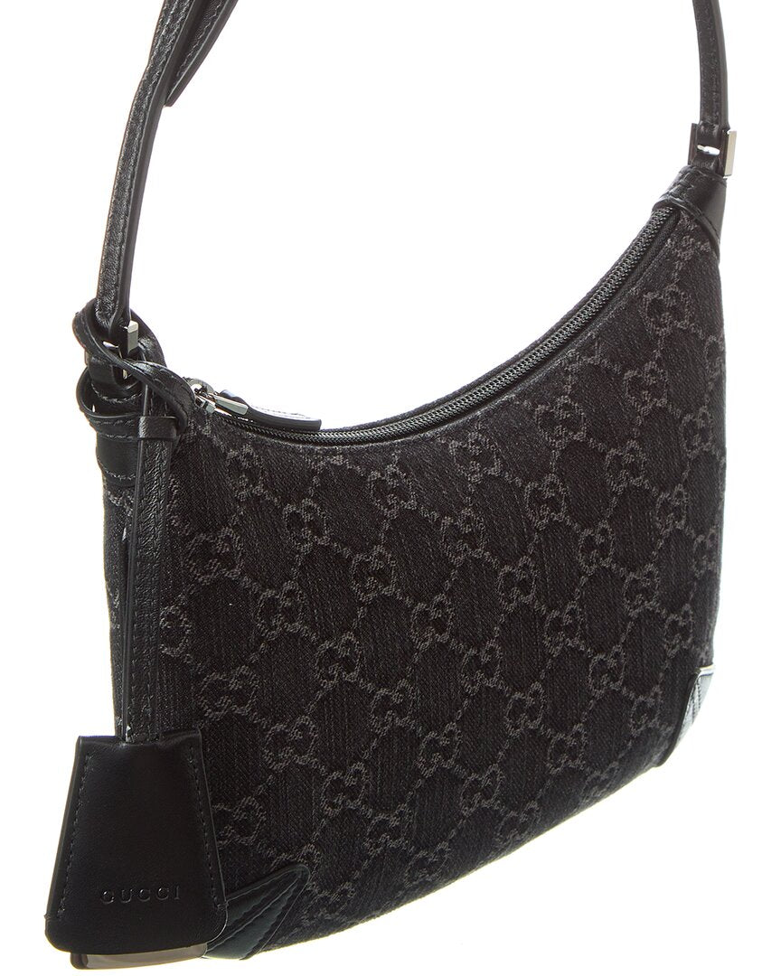 Gucci Horsebit Slim Small Gg Denim Shoulder Bag