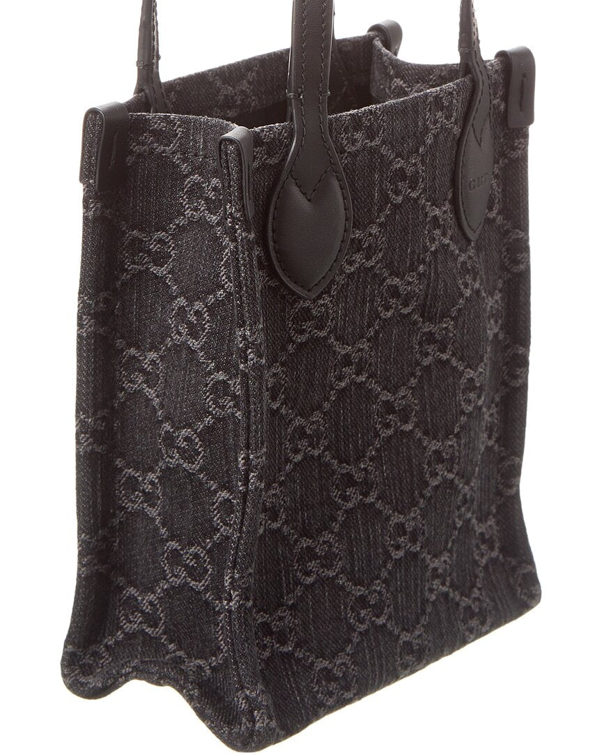 Gucci Ophidia Mini Gg Denim & Leather Shoulder Bag