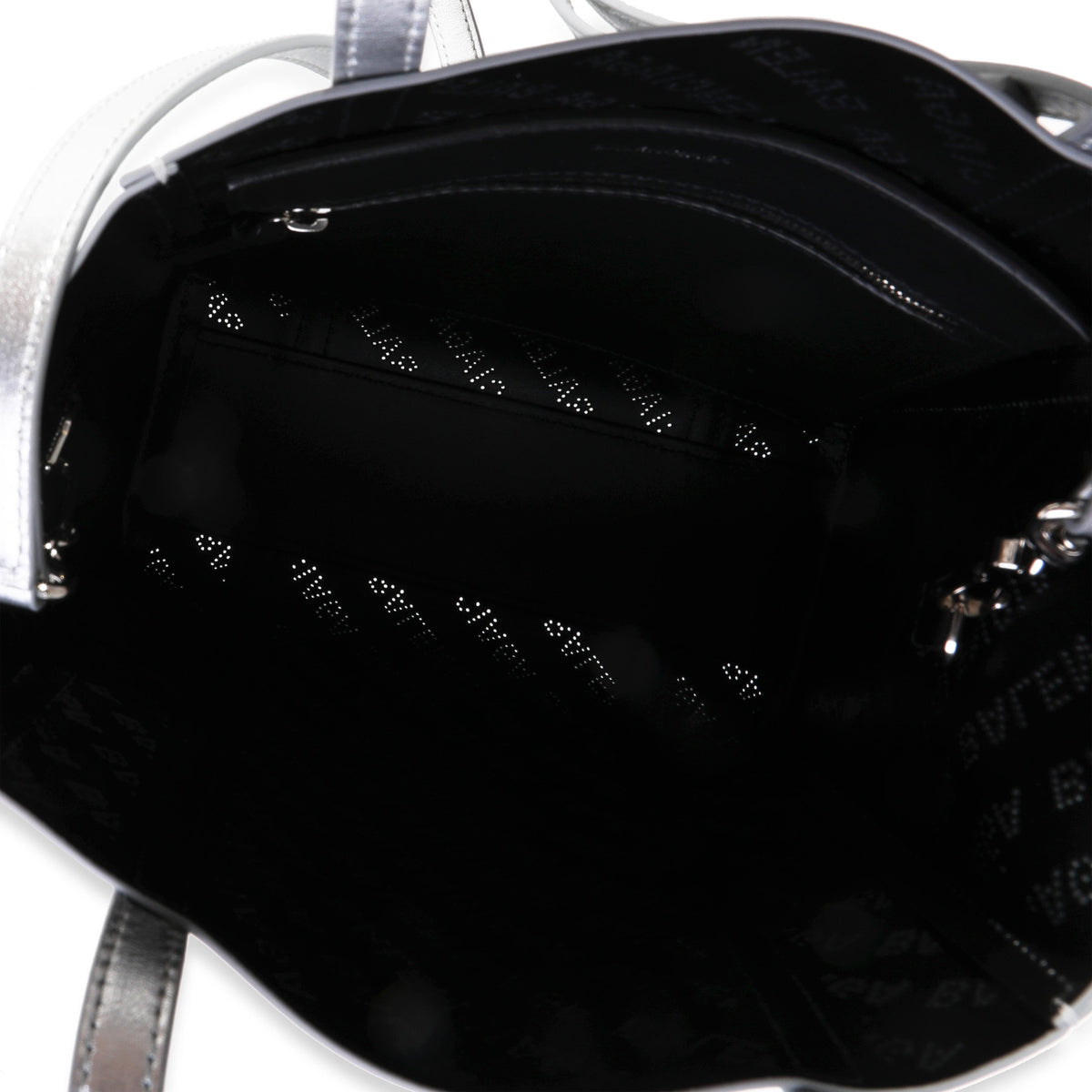 balenciaga New Silver Calfskin Logo Perforated XXS Everyday Tote
