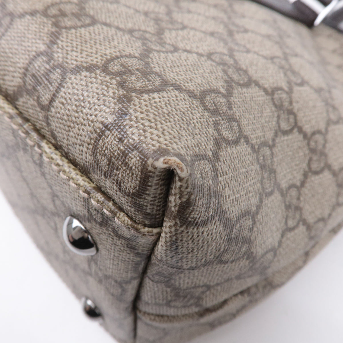 GUCCI GG Supreme Leather Tote Bag Beige Brown 114595