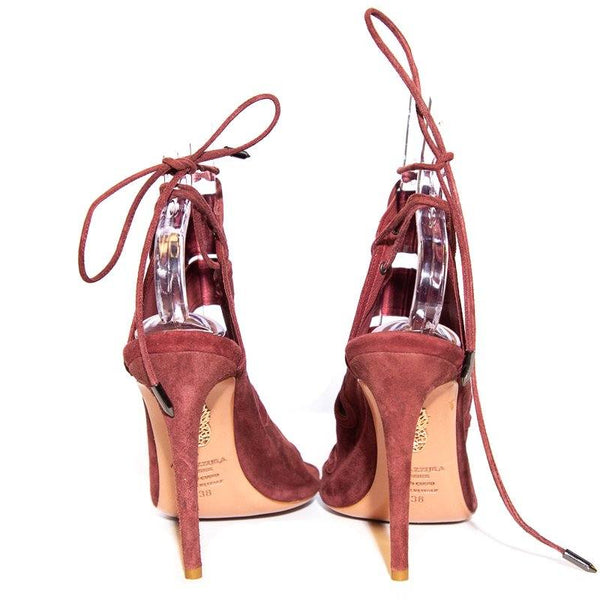 Aquazzura Burgundy Suede Heels SZ 38