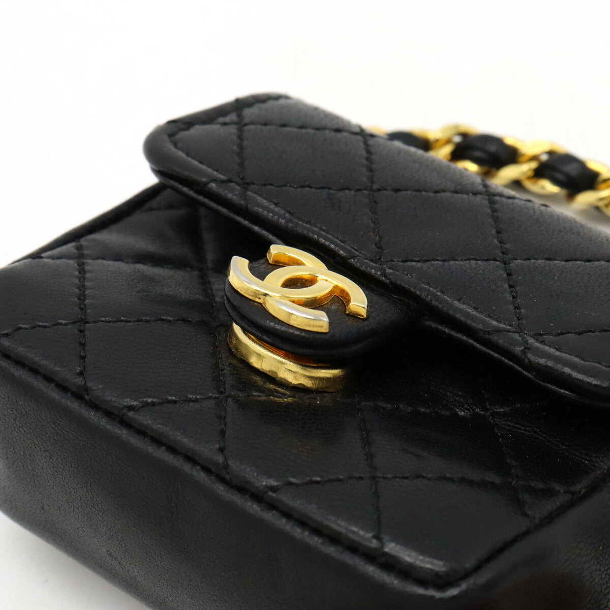 Top Quality Chanel Leather Micro Mini Matelasse Bag Charm Keychain