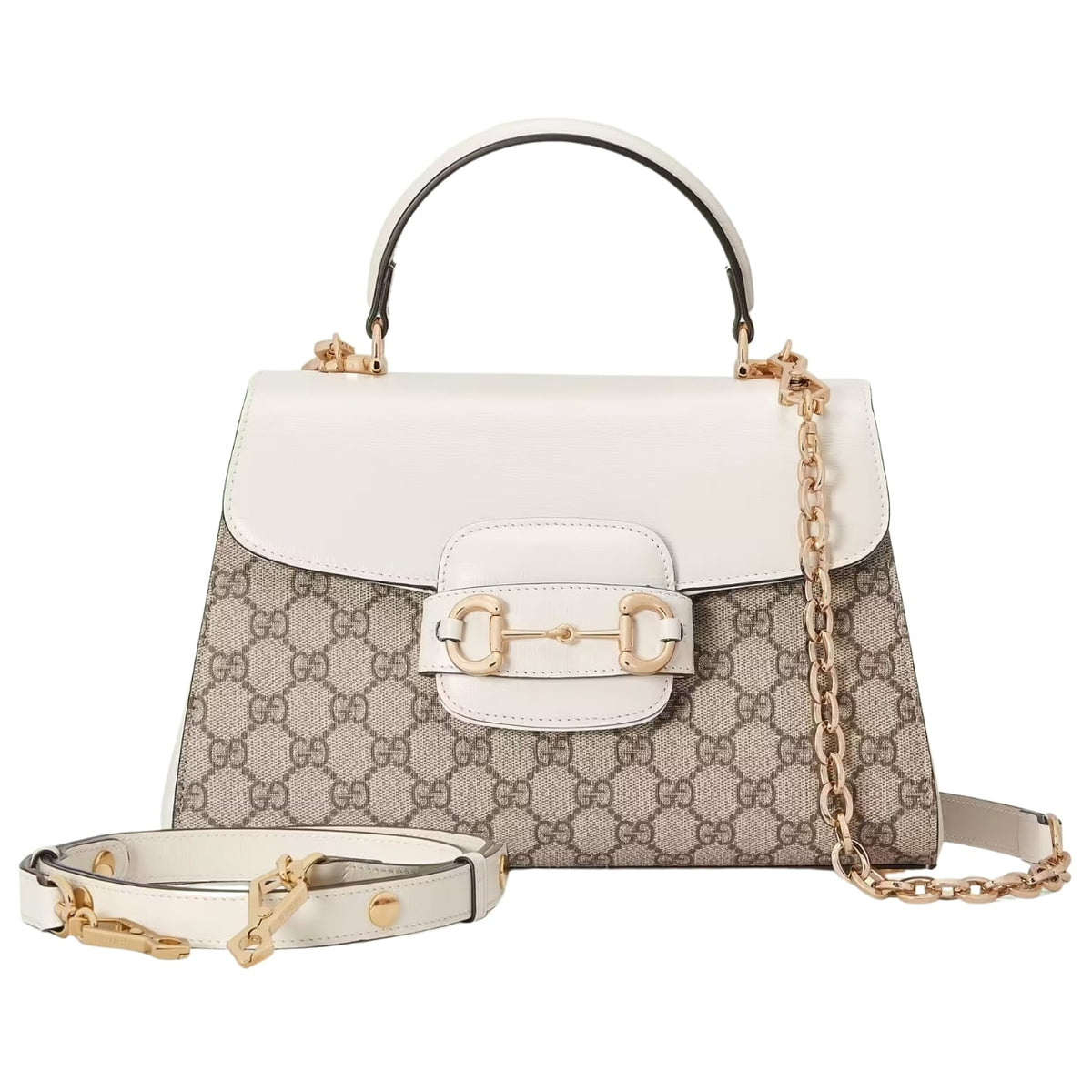 GG HORSEBIT 1955 MINI TOP HANDLE BAG BEIGE EBONY 29CM