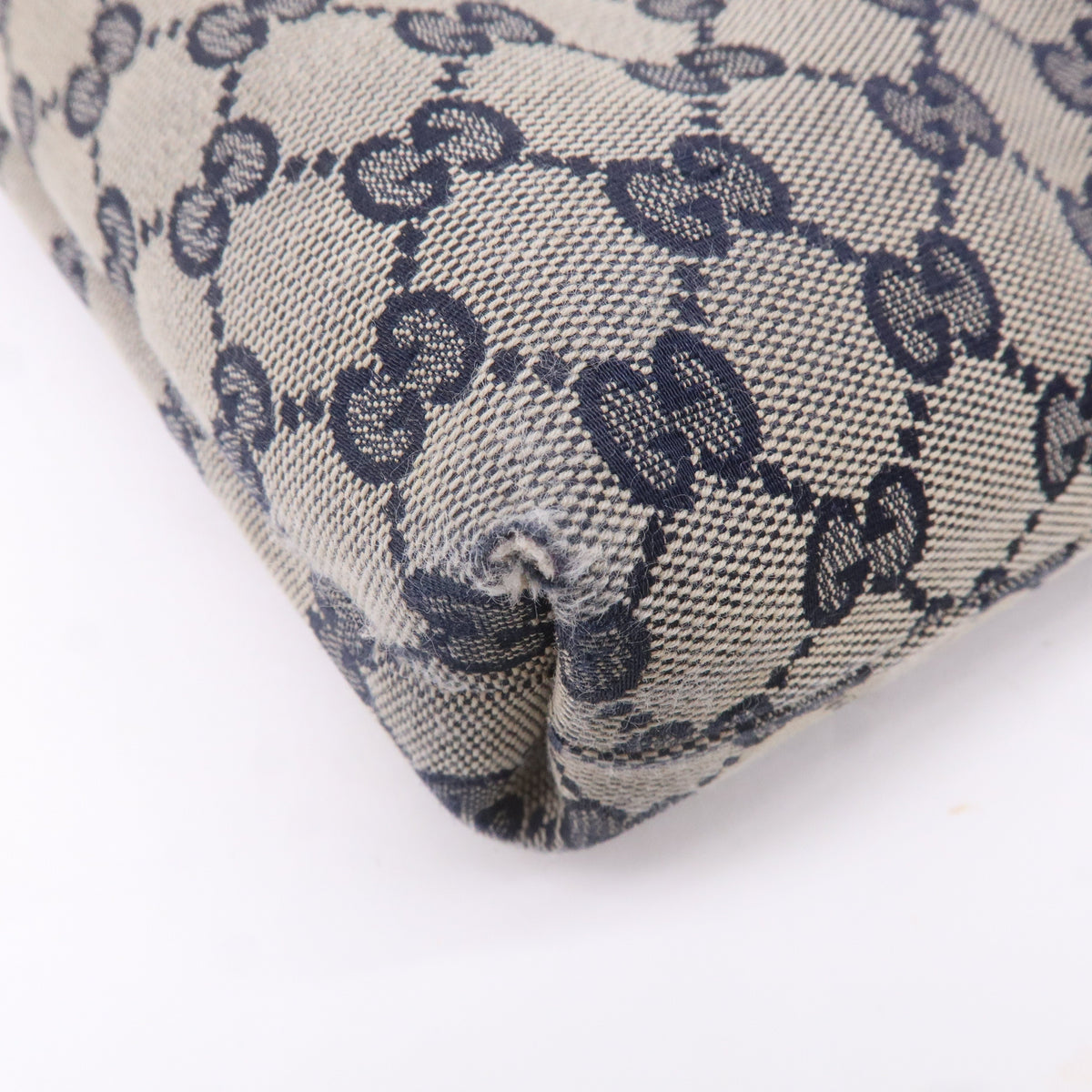GUCCI Sherry GG Canvas Leather Shoulder Bag Navy Beige 388926