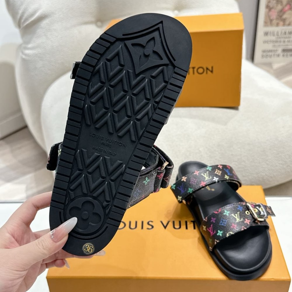 LV X TAKASHI MURAKAMI BOM DIA FLAT COMFORT MULE BLACK 1AGXUB