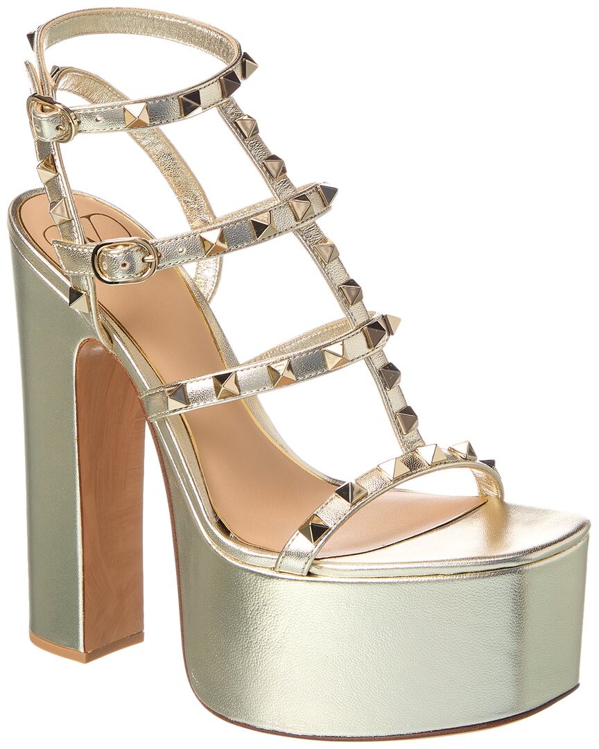 Valentino Rockstud Caged 155 Leather Ankle Strap Platform Sandal