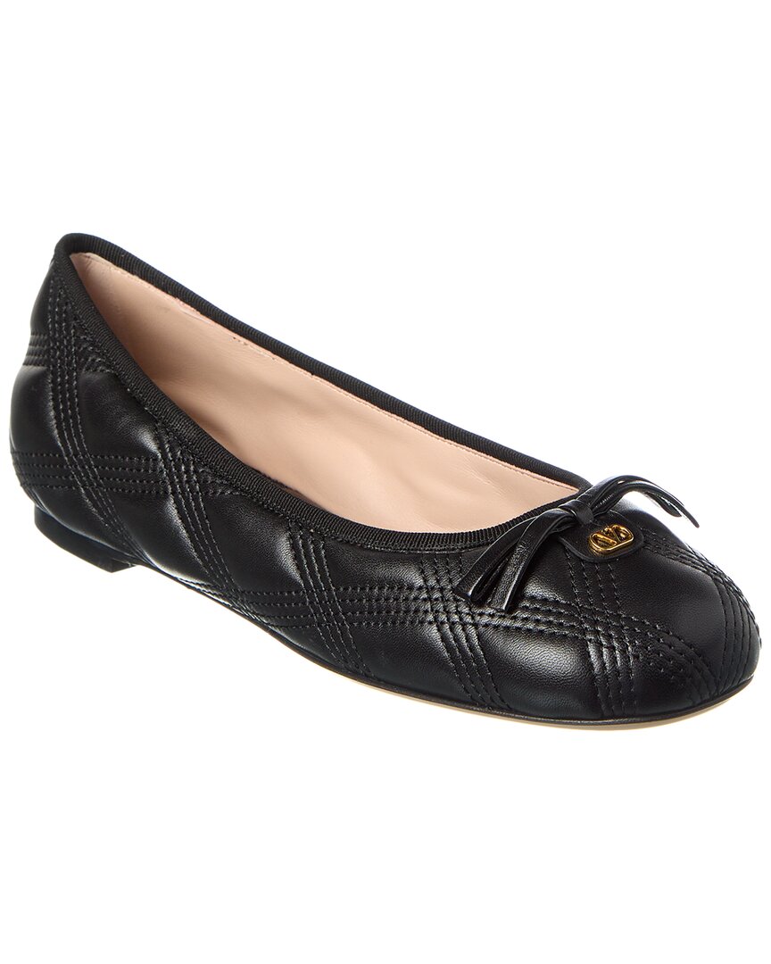 Valentino Bow Quilted Leather Flat