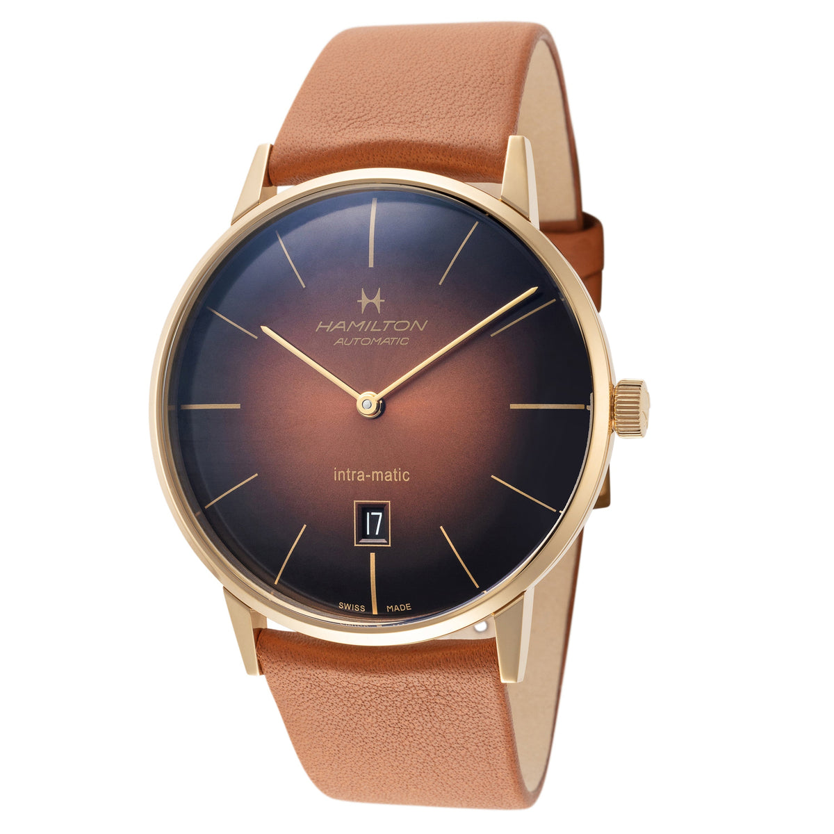 Hamilton Men's Intra-Matic 42mm Brown Dial Leather Watch