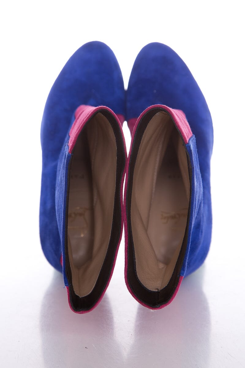 Christian Louboutin Multicolor Colorblock Suede Booties SZ 35.5