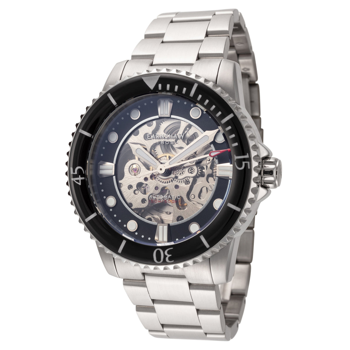 Thomas Earnshaw Men's Admiral Pole 43mm Black Dial Steel Watch