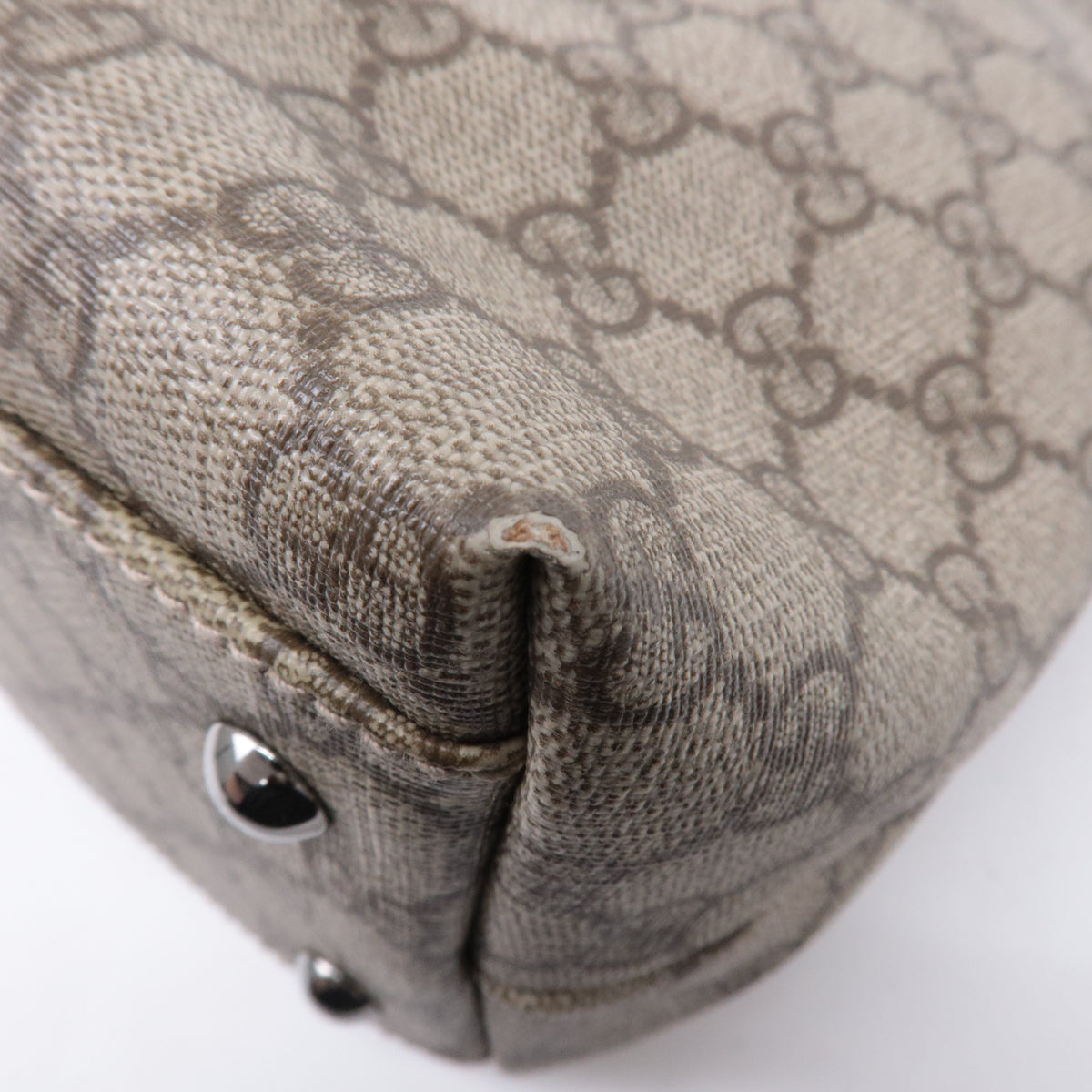 GUCCI GG Supreme Leather Tote Bag Beige Brown 114595