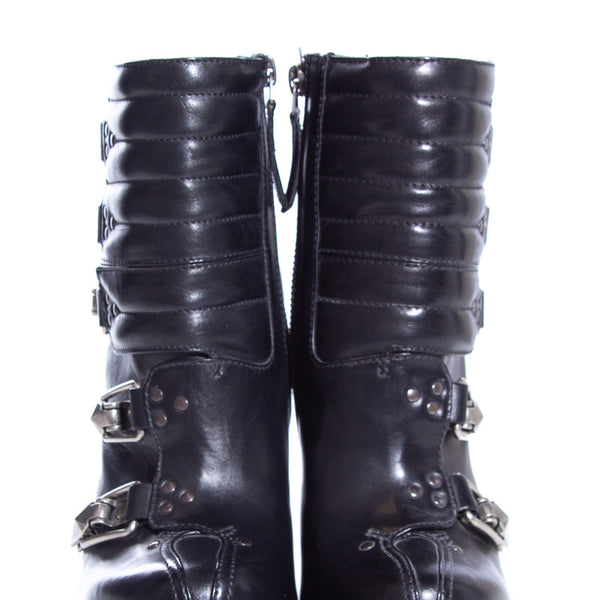Alexander McQueen Black Leather  Booties SZ 35.5