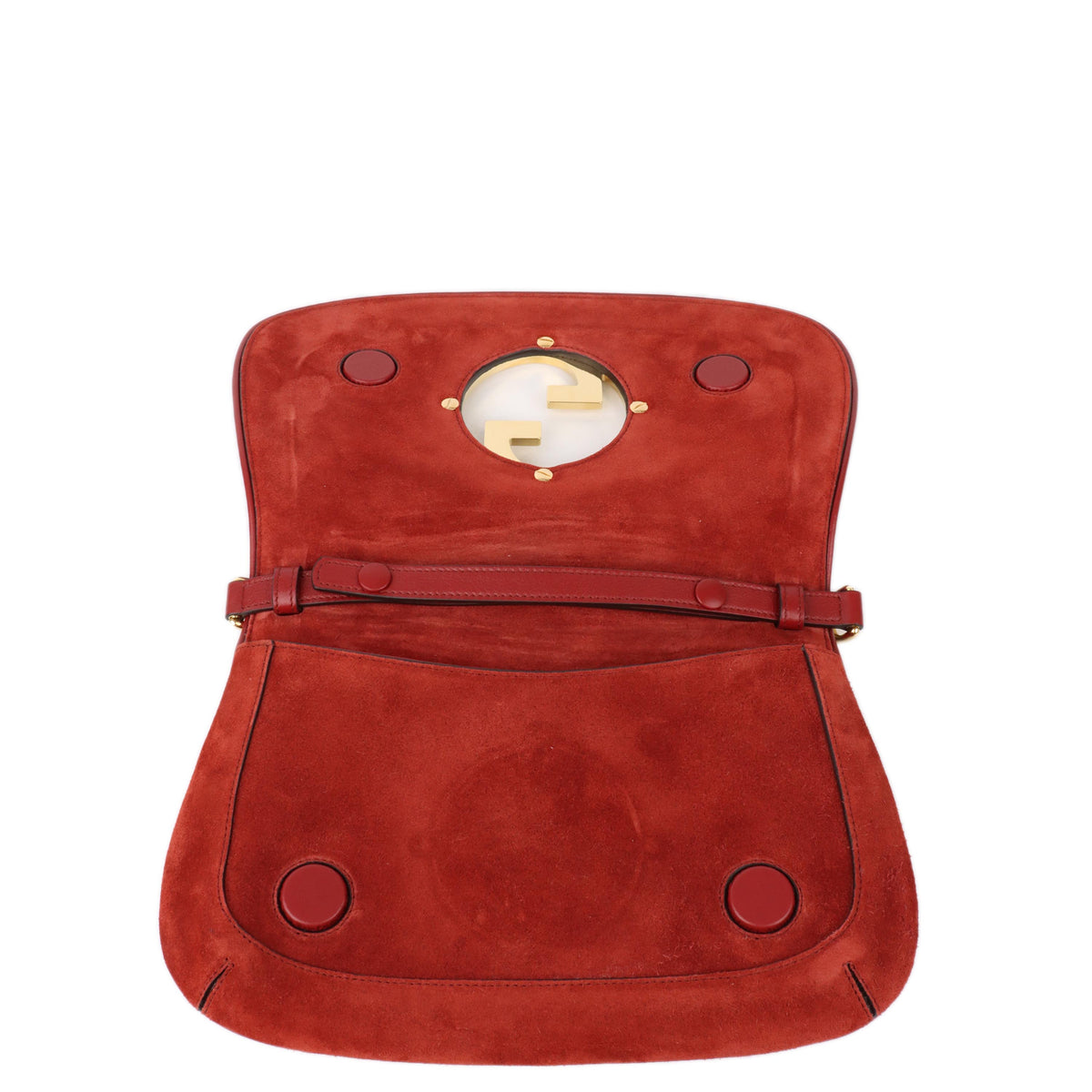 Gucci Blondie Red Suede Shoulder Bag.