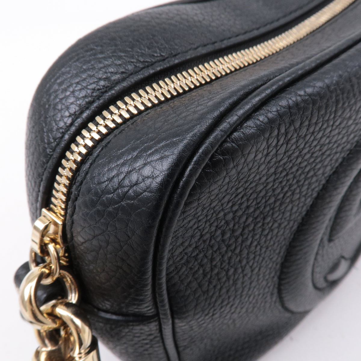 GUCCI SOHO Small Disco Leather Shoulder Bag Black 308364